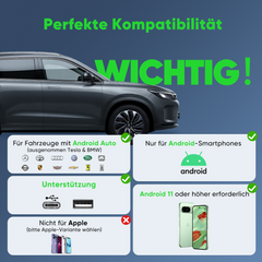 Salcar Android Auto Wireless Adapter 2025 – Kabelloser USB-C/A Dongle, 5.8 GHz WiFi, kompatibel mit Android 11+ für kabelloses Android Auto Salcar