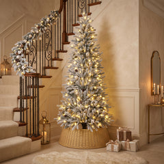 Salcar Halb-Weihnachtsbaum mit LED & Schnee 180/210 cm – Künstlicher Christbaum aus 100 % PE