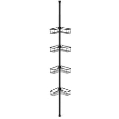 Sekey Duschregal Ohne Bohren – Höhenverstellbares Eck-Duschregal 79–315 cm mit 4 Körben & Klicksystem, Stabiles Teleskop-Dusch-Organizer für Badezimmer