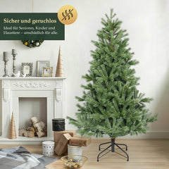 Salcar Künstlicher Weihnachtsbaum 150/180/210 cm aus 90 % PE Spritzguss, Premium Nordmanntanne, realistischer Christbaum mit stabilem Metallständer & Schnellaufbau-Klappsystem