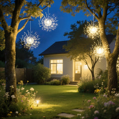 Salcar Solar LED Feuerwerkslichter warmweiß – 90 LEDs, IP44 wasserdicht, mit Haken, Automatik & Blinkmodus, 50 cm Deko für Garten, Balkon & Weihnachten SEKEYMALL
