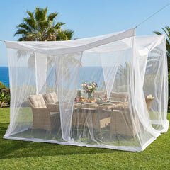 Sekey Moskitonetz Pavillon 3,5×2,5×2,5 m – Großes Fliegennetz für Pergola & Terrasse, Stabiler Mückenschutz Garten Outdoor mit Zubehör