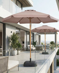 Sekey Sonnenschirm 200 cm Balkon Holzoptik mit Neigungsfunktion, UPF 50+, Doppel-Seilzug, stabiler Eisenmast & 6 Stahlstreben – für Balkon & Terrasse