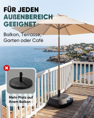 Sekey Halbrunder Sonnenschirmständer befüllbar – 32–38 mm, Kunststoff, bis 32 kg (Sand) / 24 L (Wasser), Schwarz