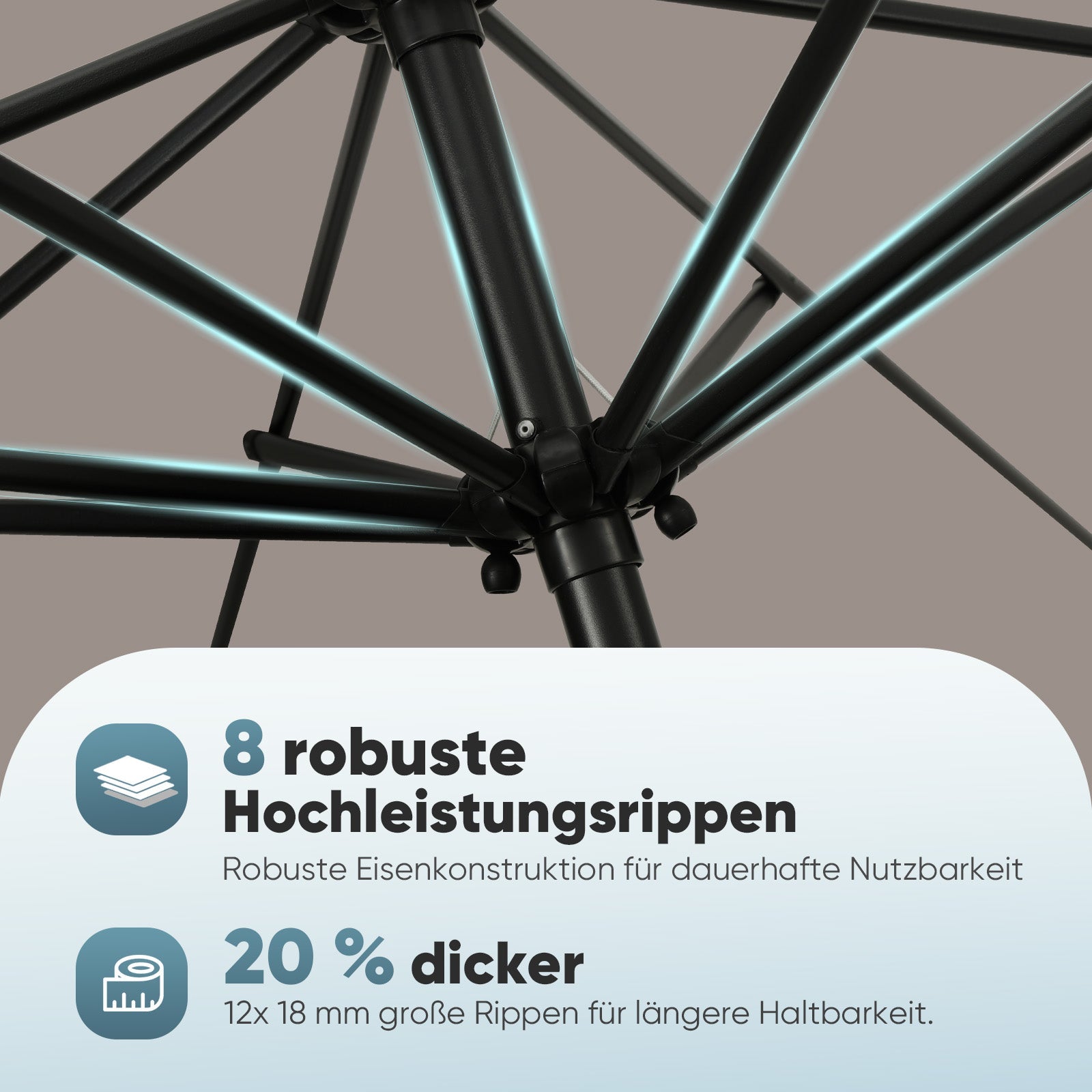 Sekey Sonnenschirm 300 cm Alu Gartenschirm Rund, Marktschirm Knickbar, mit Kurbel Sekey