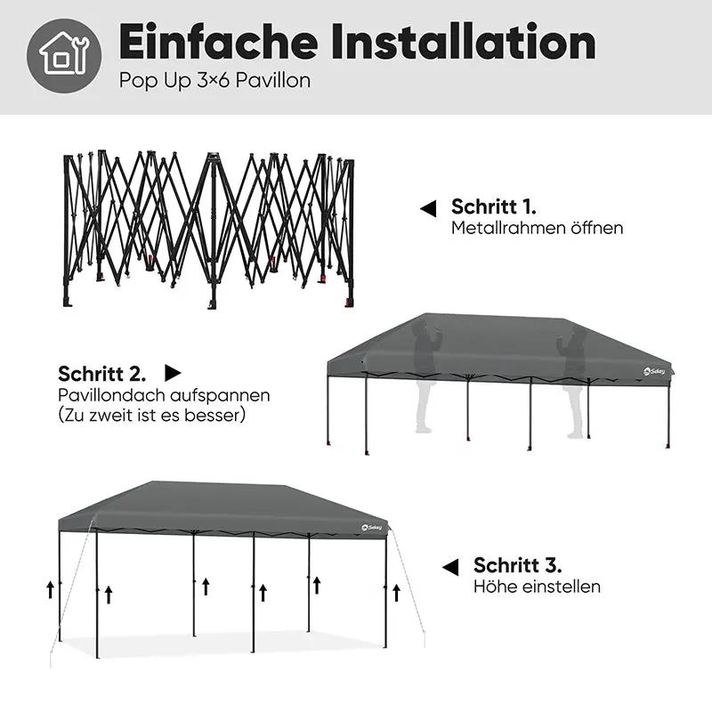 Sekey 300 x 600 cm Faltpavillon mit 6 Sandsack Sekey