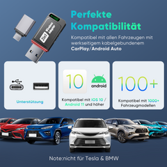 Salcar 2-in-1 Wireless Adapter für CarPlay & Android Auto – 2025 Upgrade, Dualband 5,8 GHz Auto-Dongle, ultrabreite Fahrzeugkompatibilität ab Baujahr 2016 Salcar