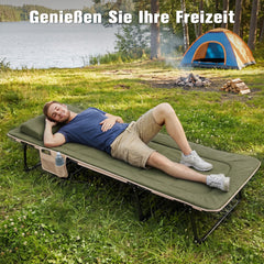 Sekey Faltbett klappbar mit Matratze & Kissen 193x70 cm – verstellbares Campingbett mit 6-fach Rückenlehne, bis 150 kg belastbar, Gästebett für Camping, Garten & Zuhause