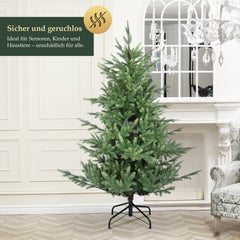 Salcar Künstlicher Weihnachtsbaum 150/180/210 cm, 90 % PE Spritzguss Premium Tannenbaum, naturgetreuer Christbaum mit Metallständer & Handschuhen – Dicht, Klappbar & Wiederverwendbar