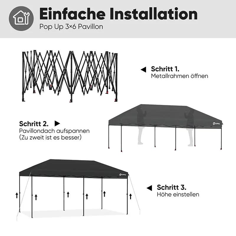 Sekey 300 x 600 cm Faltpavillon mit 6 Sandsack Sekey