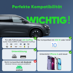 Salcar Wireless CarPlay Adapter für iPhone – Dualband 5,8 GHz, Verzögerungsfrei, Plug & Play Dongle für kabelloses CarPlay, kompatibel mit iPhone 6 & iOS 10+ Salcar