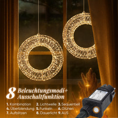 Salcar LED Lichtkranz Ø45 & Ø55 cm, 720 LEDs, Hängekranz, Weihnachtsdeko Fenster & Tür, 8 Modi, Timer & Memory, IP44 Wasserdicht, Innen & Außen, Warmweiß Salcar