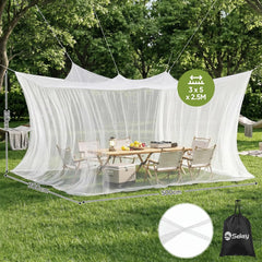 Sekey Moskitonetz 500×300×250 cm – Extra großes 360° Insektenschutznetz, 0,07 mm feinmaschig, geschlossenes Campingzelt für Doppel- & Kingsize-Betten, Garten & Outdoor