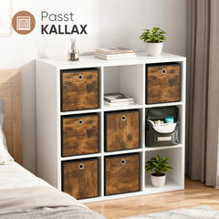 Sekey Aufbewahrungsboxen 6er Set in Holzoptik | Stoffboxen 30 × 30 × 30 cm natürliches Design & stabile Struktur