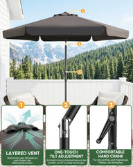 Sekey Sonnenschirm Ø200 cm rund mit Kurbel & Knickfunktion – Balkon Sonnenschirm UV50+, wetterfest & stabil für Terrasse, Garten & Camping