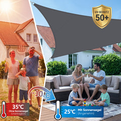 Sunula Sonnensegel 3x3x3m wasserdicht Dreieckig – PES 160g/m² mit heißversiegelter Naht, UV-Schutz 95% UPF50+, reißfest & wetterfest mit Edelstahl-D-Ringen für Balkon, Terrasse & Garten (Anthrazit)