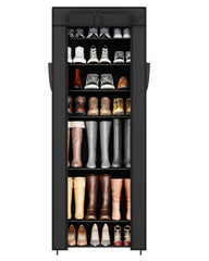 Sekey Schuhschrank mit 9 Ebenen – Multifunktionales Schuhregal mit Staubschutz, 2 Größen wählbar (58 oder 85 cm Breite), anpassbare Ablagen, einfache Montage, Schwarz Sekey