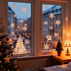 Salcar Fensterbild Weihnachten – Selbstklebende Fensteraufkleber für Winterdeko, Beidseitig sichtbar, Wiederverwendbar – Tannenbäume, Schneeflocken & Rentiere