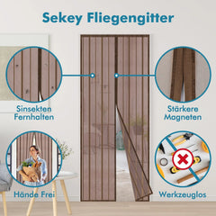 Sekey Magnet Fliegengitter Tür aus Polyester, mit Bändern, Braun Sekey