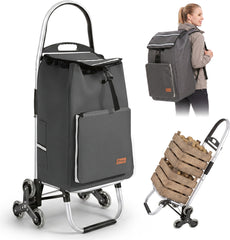 Sekey Einkaufstrolley klappbar 3-in-1 – Einkaufstrolley, Sackkarre & Rucksack mit Treppensteiger-Rädern, leichter Aluminiumrahmen, faltbar & stabil für Einkauf, Reisen und Senioren