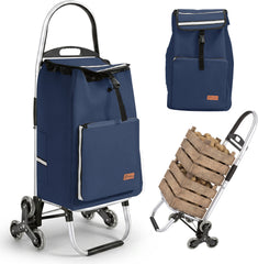 Sekey Einkaufstrolley 3-in-1 klappbar – 50L Einkaufswagen mit Kühlfach, Treppensteiger-Rädern & Sackkarren-Funktion, Aluminium