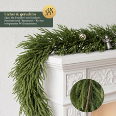 Salcar Künstliche Tannengirlande aus 100 % PE – Naturgetreue Weihnachtsgirlande, extra dicht, 3 m / 5 m