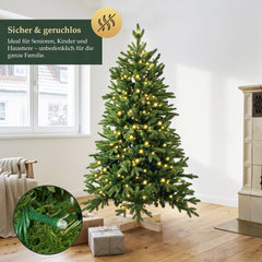 Salcar 180/210cmArtificial Christmas tree, noble fir, with 450/650 LEDs and 1150/1486 PE branches and 472/728 PVC branches 