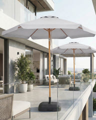 Sekey Sonnenschirm 200 cm Balkon Holzoptik mit Neigungsfunktion, UPF 50+, Doppel-Seilzug, stabiler Eisenmast & 6 Stahlstreben – für Balkon & Terrasse