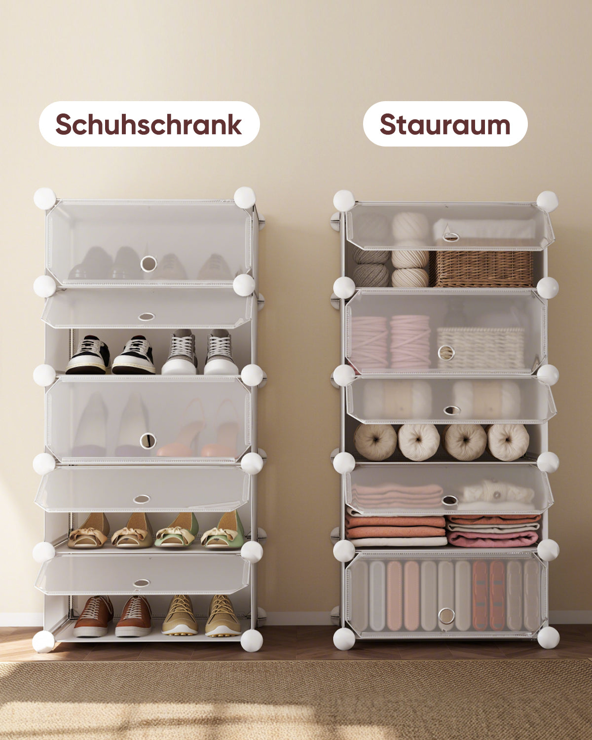 Sekey Schuhschrank mit 10 Fächern – Modularer Schuhorganizer für bis zu 20 Paar Schuhe, stabil & platzsparend, inkl. Hammer & Kippschutz Sekey