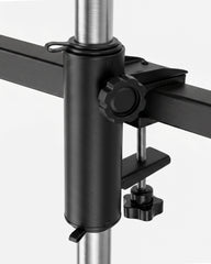 Sekey Sonnenschirmhalter für Balkon – Klemmhalterung für Geländer, platzsparender Schirmständer ohne Bohren, für runde & eckige Geländer (Ø 20–50 mm) & Schirmstöcke 19–38 mm, Schwarz-Metall