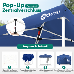 Sekey 3x3 m Faltpavillon mit 4 Seitenteilen