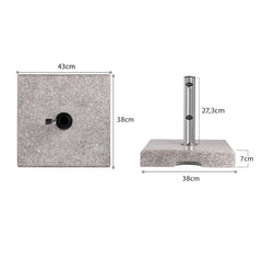 Sekey Granit Sonnenschirmständer 25 kg – Rechteckiger Betonschirmständer für Balkon & Terrasse Sekey