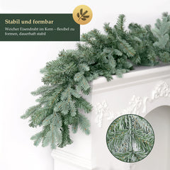Salcar Premium Künstliche Weihnachtsgirlande, graugrün, naturgetreue Tannengirlande für Tür, Fenster & Balkon, Weihnachtsdeko für Innen und Außen (1,8 m / 3 m / 5 m)