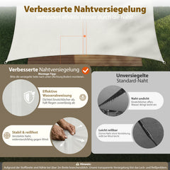 Sekey Sonnensegel Rechteckig – Weiß, Wasserdicht, 160 g/m² PES, Nahtversiegelt & Reißfest, 95% UV-Schutz, Wetterfest für Balkon, Terrasse & Garten