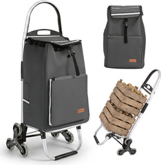 Sekey Einkaufstrolley 3-in-1 klappbar – 50L Einkaufswagen mit Kühlfach, Treppensteiger-Rädern & Sackkarren-Funktion, Aluminium