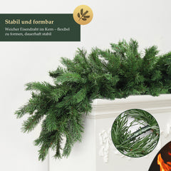 SALCAR Artificial Christmas Garland 3 m/5 m – Realistic Fir Tree Garland made of PE &amp; PVC, Green, Flexible, Easy to Clean &amp; Reusable, For Indoor &amp; Outdoor Use