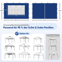 Sekey 3×3m Seitenwand für Pavillon, 2er Set, mit Reißverschlussv und Fenster Sekey