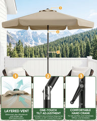 Sekey Sonnenschirm Ø200 cm rund mit Kurbel & Knickfunktion – Balkon Sonnenschirm UV50+, wetterfest & stabil für Terrasse, Garten & Camping