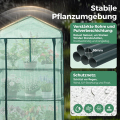 Sekey Mini-Gewächshaus für Tomaten mit 4 Ebenen Kompaktes Foliengewächshaus für Balkon & Garten, Stabil & Platzsparend (160×70×50 cm) Sekey