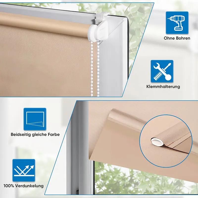 Sekey Verdunkelungsrollo, doppelseitig gleichfarbig und ohne Bohren, Braun Sekey