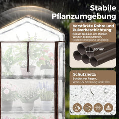 Sekey Mini-Gewächshaus für Tomaten mit 4 Ebenen Kompaktes Foliengewächshaus für Balkon & Garten, Stabil & Platzsparend (160×70×50 cm) Sekey