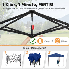 Sekey Premium Pop-Up Pavillon 3×3 m – Wasserdicht & Stabil, Faltpavillon mit Seitenwänden, Höhenverstellbar 250–270 cm