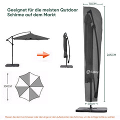 Sekey 265 x 48/70 cm Schutzhülle für 300 cm Ampelschirm, aus Polyester-Gewebe Sekey