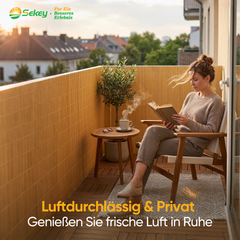 Sekey Balkon Sichtschutz in Natürlicher Schilfrohr-Optik – Wetterfeste Sichtschutzmatte mit Kabelbindern, Wasserdicht, UV-Beständig, Schimmelfrei, Ohne Bohren für Balkon, Garten & Terrasse