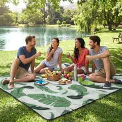 Sekey Picknickdecke Wasserdicht bananenblatt muster, mit den Blättern, Sandfreie Stranddecke mit PEVA-Unterseite & Tragegurt für Picknick, Camping und Strand
