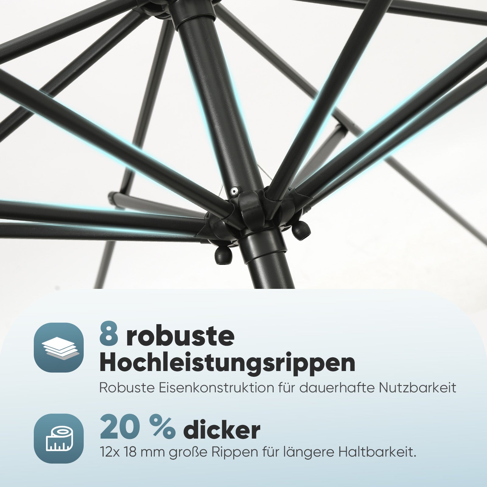 Sekey Sonnenschirm 300 cm Alu Gartenschirm Rund, Marktschirm Knickbar, mit Kurbel Sekey