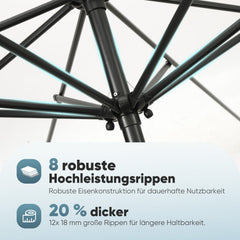 Sekey Sonnenschirm 300 cm Alu Gartenschirm Rund, Marktschirm Knickbar, mit Kurbel Sekey
