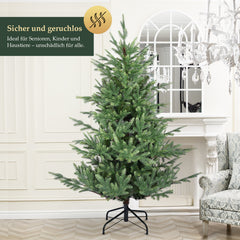 Salcar Künstlicher Weihnachtsbaum 150/180/210 cm, 90 % PE Spritzguss Premium Tannenbaum, naturgetreuer Christbaum mit Metallständer & Handschuhen – Dicht, Klappbar & Wiederverwendbar
