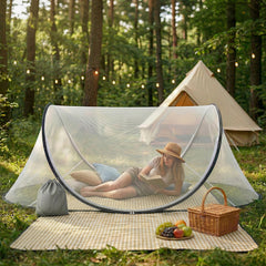 Sekey Pop Up Moskitonetz Bett 200×80×56 cm – Faltbares Reise-Mückennetz, Ultraleichtes Camping Bettzelt, 2 Reißverschlüsse, Insektenschutz für Indoor & Outdoor