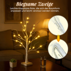 Salcar LED Lichterbaum 60 cm, Birke mit 24 warmweißen LEDs, USB/Batteriebetrieben, Weihnachts- und Partydeko für Zuhause, Geburtstag, Hochzeit, Innendekoration Salcar